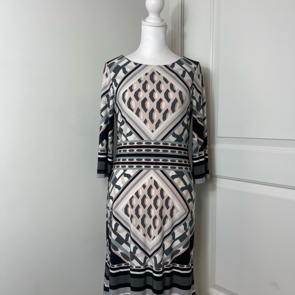 Calvin Klein Long Sleeve Dress - Black and Gray